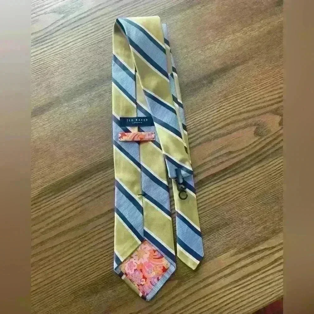 Gently Used Ted Baker London Tie Blue Green Striped